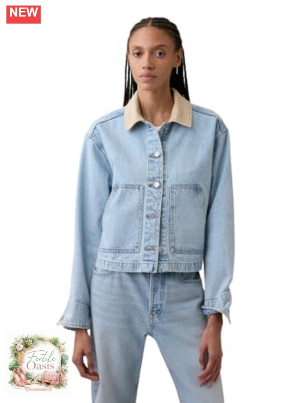 Cropped Denim Barn Jacket - Women's Casual Cotton